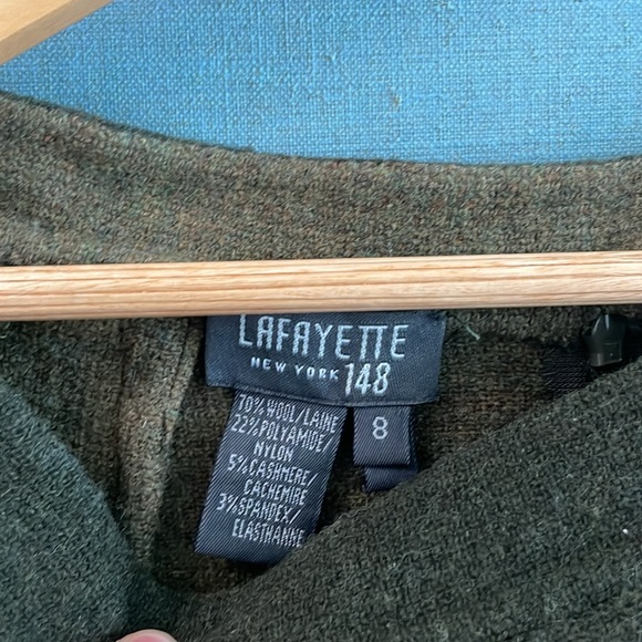 🌿 Lafayette 148 New York Wool Jacket & Skirt Set – Size 8 -Two-Tone Olive Green - Picture 5 of 7
